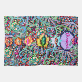 チャクラフローラドリーマーカラフル異常な神秘的 キッチンタオル