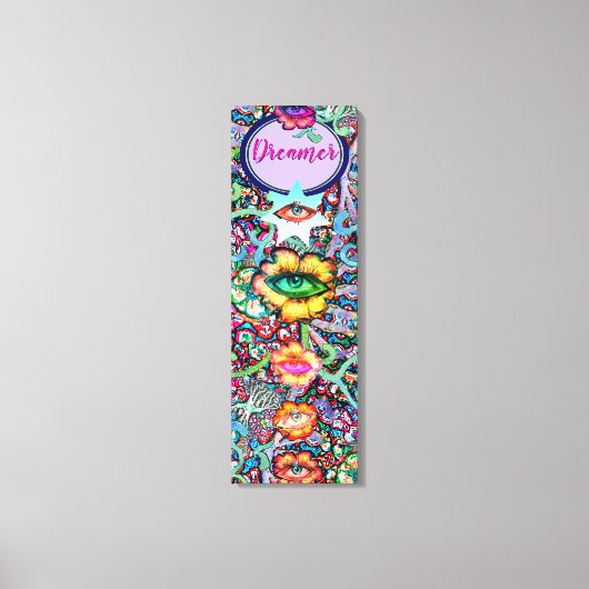 チャクラフローラドリーマーカラフル異常な神秘的 キャンバスプリント (正面)