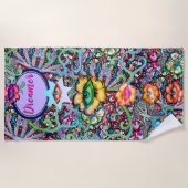 チャクラフローラドリーマーカラフル異常な神秘的 ビーチタオル (正面)