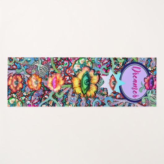 チャクラフローラドリーマーカラフル異常な神秘的 ヨガマット (正面(横))