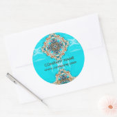 チャクラマッサージセラピストヨガターコイズボヘミア ラウンドシール (封筒)