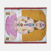 チャクラヨガイラストレーション瞑想 フリースブランケット (正面(横))