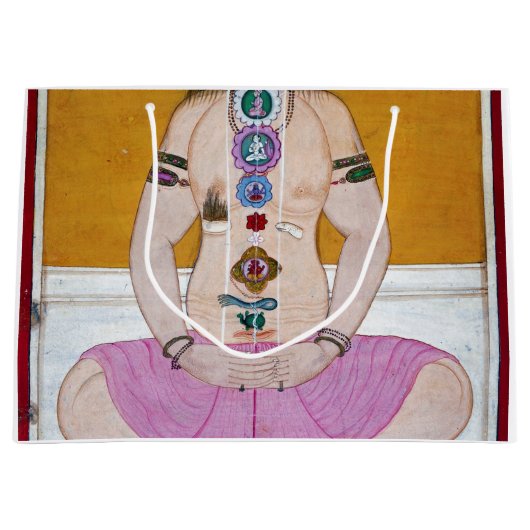 チャクラヨガイラストレーション瞑想 ラージペーパーバッグ (正面)