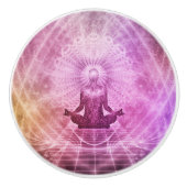 チャクラヨガ瞑想セラミック引出しキャビネットノブ セラミックノブ (正面)