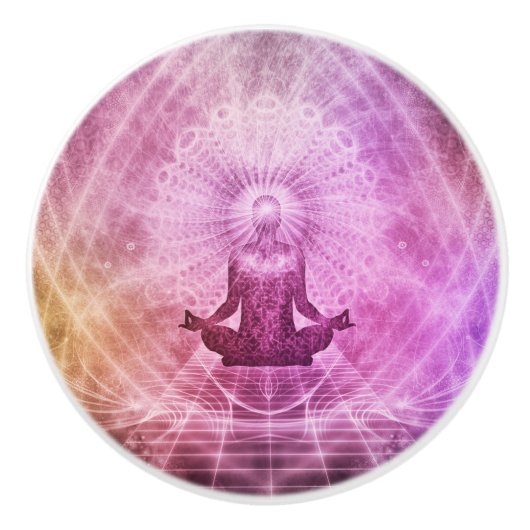 チャクラヨガ瞑想セラミック引出しキャビネットノブ セラミックノブ (正面)