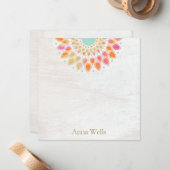 チャクラロータスフラワーフローラ曼荼羅 ノートカード (正面/裏面インサイチュ)