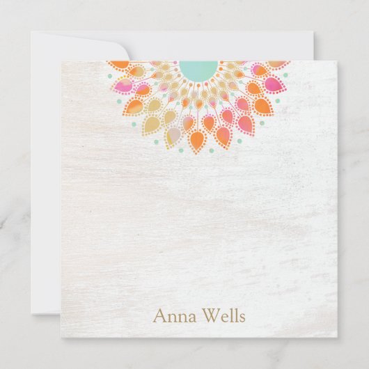 チャクラロータスフラワーフローラ曼荼羅 ノートカード (正面)