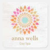 チャクラロータスフラワーマンダラスクエアステッカー スクエアシール (正面)