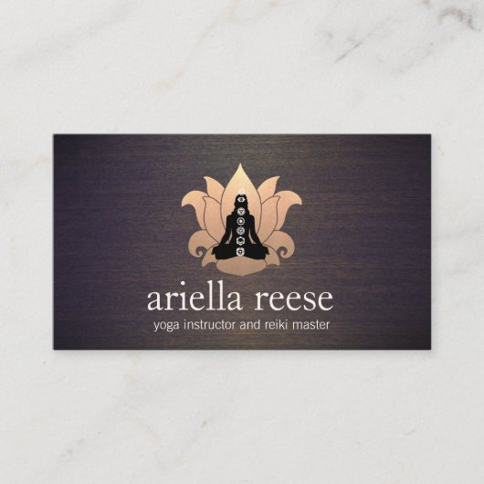 チャクラロータスヨガアンドメディテーションインストラクターウッド 名刺 (正面)