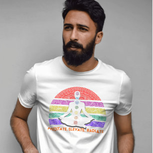 チャクラ瞑想ヨガレインボーサンセット Tシャツ