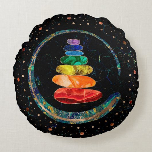 チャクラ禅石と円祖円 ラウンドクッション (正面)