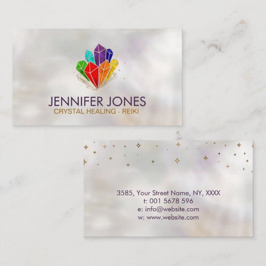 チャクラ結晶クラスター 名刺 (正面/裏面)
