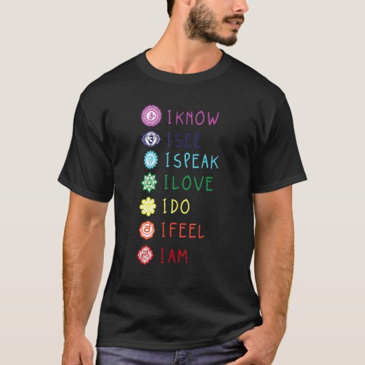 チャクラ調整ヨガ瞑想スピリチュアル男性女性 Tシャツ (正面)