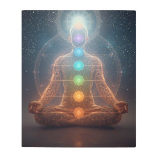 チャクラ鮮やかエネルギーメディテータデジタルアートプリント メタルプリント