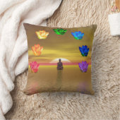 チャクラ、赤、オレンジ、黄色、緑、紫色ターコイズ クッション (ブランケット)