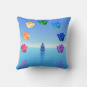 チャクラ、赤、オレンジ、黄色、緑、紫色ターコイズ クッション (裏面)