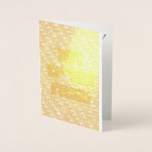 チャグ・プーリム・サメアフ - 黄金のヘブライ語 楽しいプーリム 箔カード (正面)