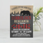 チャコボードの樵 1歳の誕生日招待状 招待状 (スタンド正面)