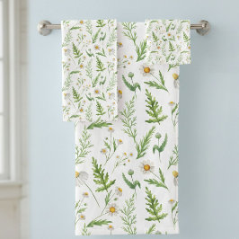 チャコモリーフラワーボタニカルラスティックパターン バスタオルセット