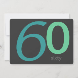 チャコールアンドブルーカスタム誕生日第60招待状 招待状