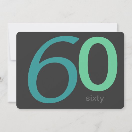 チャコールアンドブルーカスタム誕生日第60招待状 招待状 (正面)