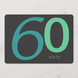 チャコールアンドブルーカスタム誕生日第60招待状 招待状