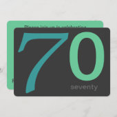 チャコールアンドブルーカスタム誕生日第70招待状 招待状 (正面/裏面)