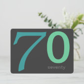 チャコールアンドブルーカスタム誕生日第70招待状 招待状 (スタンド正面)