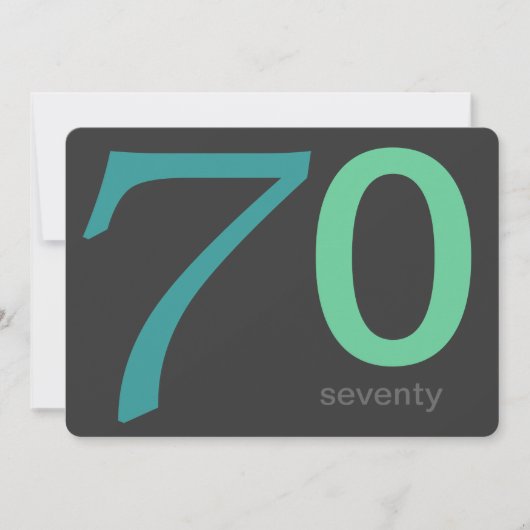 チャコールアンドブルーカスタム誕生日第70招待状 招待状 (正面)
