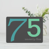 チャコールアンドブルーカスタム誕生日第75位招待状 招待状 (スタンド正面)