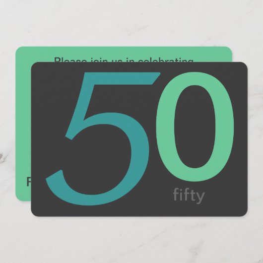 チャコールアンドブルーカスタム誕生日50th招待状 招待状 (正面/裏面)