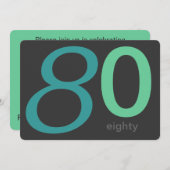 チャコールアンドブルーカスタム誕生日80th招待状 招待状 (正面/裏面)