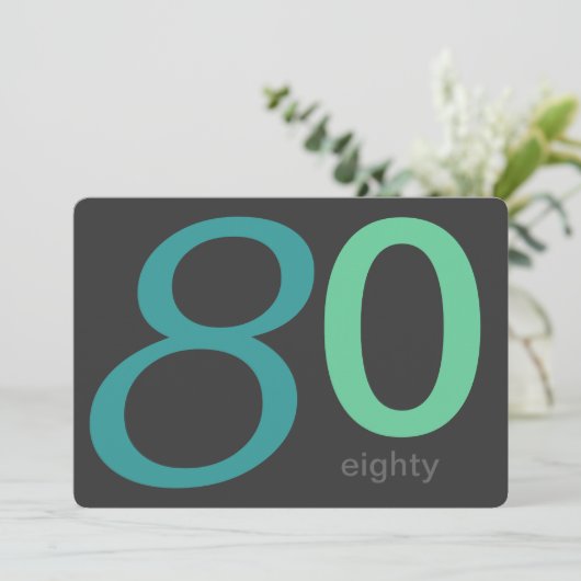 チャコールアンドブルーカスタム誕生日80th招待状 招待状 (スタンド正面)