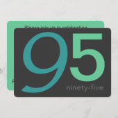 チャコールアンドブルーカスタム誕生日95th招待状 招待状 (正面/裏面)