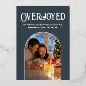 チャコールクリスマスベイビー 誕生発表写真 箔シーズンカード (正面)