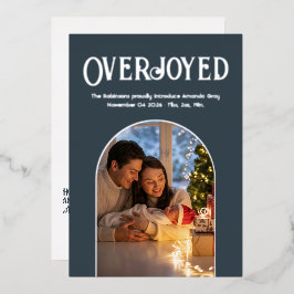 チャコールクリスマスベイビー 誕生発表写真 箔シーズンカード