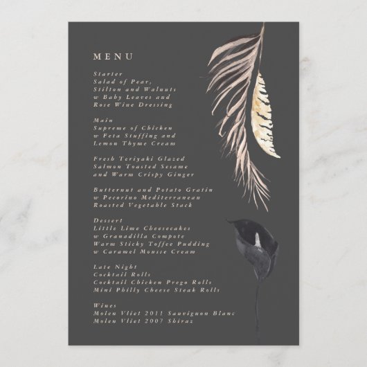 チャコールクリームパンパスグラスフローラジャングル結婚ズ メニュー (正面)