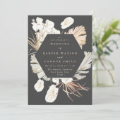 チャコールクリームパンパスグラスフローラジャングル結婚ズ 招待状 (スタンド正面)