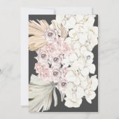 チャコールクリームパンパスグラス フローラル ジャングル ウェディング 招待状 (裏面)