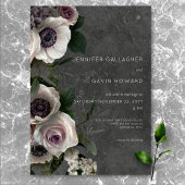 チャコールグエレガントレー結婚モダンフローラ 招待状