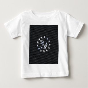 チャコールグリルにシルバーヨット海軍旗 ベビーTシャツ