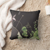 チャコールグレイ芸術的抽象芸術植物学 クッション (ブランケット)