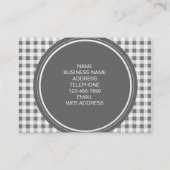 チャコールグレーおよび白のギンガム、あなたのモノグラム 名刺 (裏面)