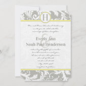 チャコールグレーとイエローの結婚式招待状 招待状 (正面)