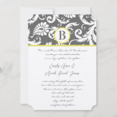 チャコールグレーとイエローの結婚式招待状 招待状 (正面)