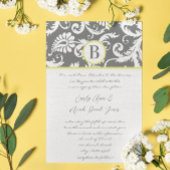 チャコールグレーとイエローの結婚式招待状 招待状