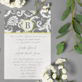 チャコールグレーとイエローの結婚式招待状 招待状