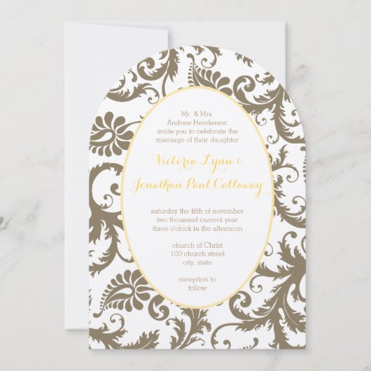 チャコールグレーとイエローの結婚式招待状 招待状 (正面)