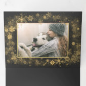 チャコールグレーとゴールドの5枚写真ホリデーカード 三つ折りクリスマスカード (内部最初)