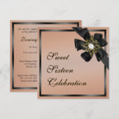 チャコールグレーとブラックダイヤモンドの弓形招待状 招待状 (正面/裏面)